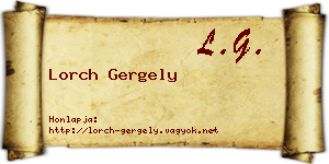 Lorch Gergely névjegykártya